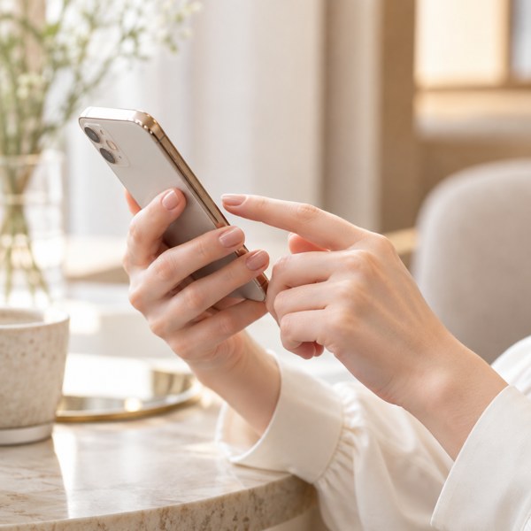 スマホで予約する女性の手元のイメージ